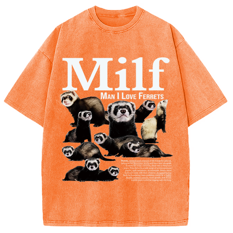 Modecanvas Man I Love Ferrets DTG Printing Washed T-Shirt