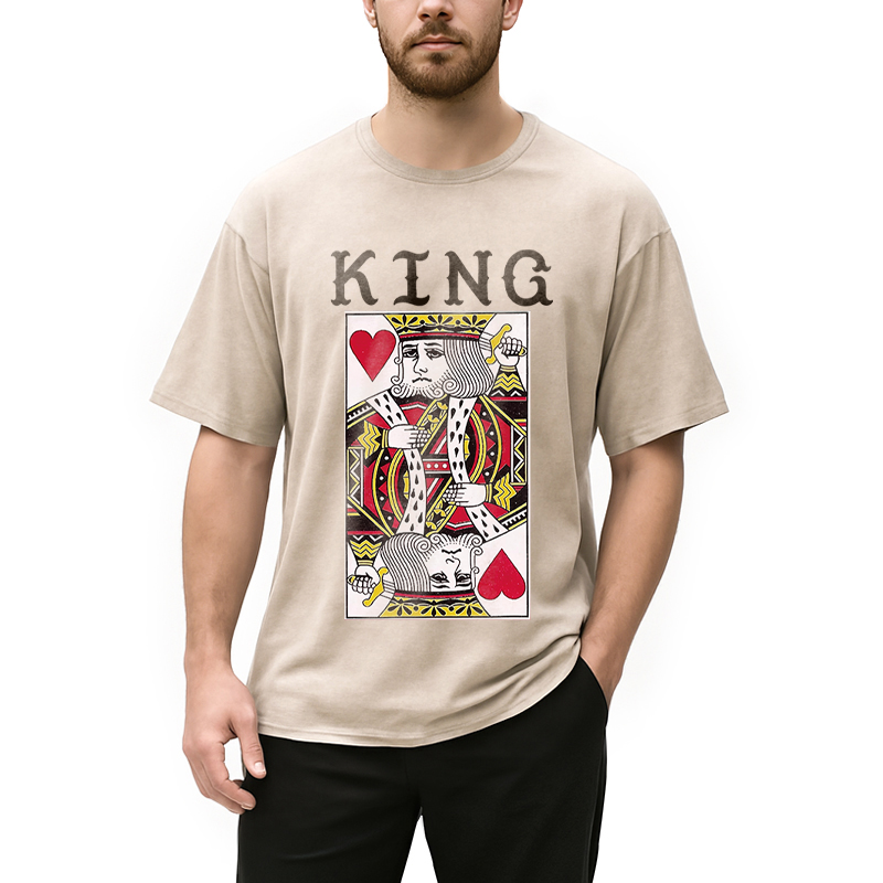 Modecanvas King of Hearts Mens DTG Printing Washed T-Shirt
