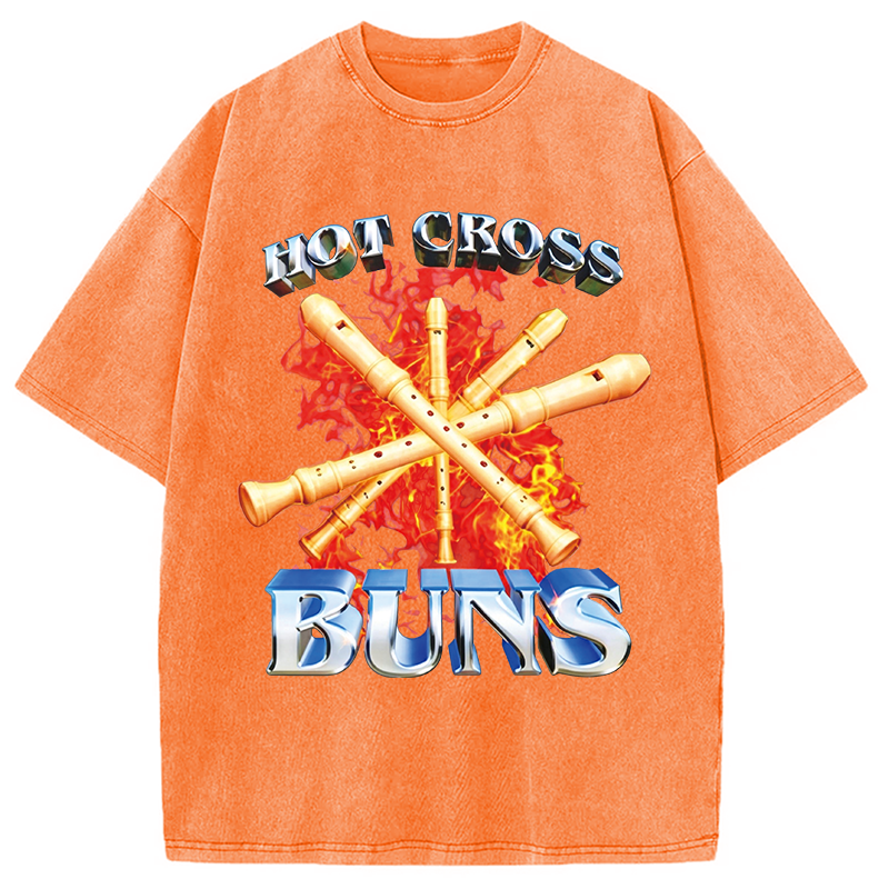 Modecanvas HOT CROSS BUNS DTG Printing Washed T-Shirt