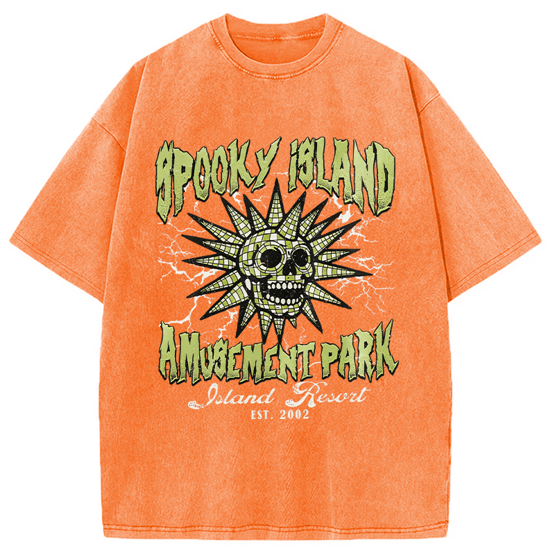 Modecanvas Spooky Island DTG Printing Washed T-Shirt