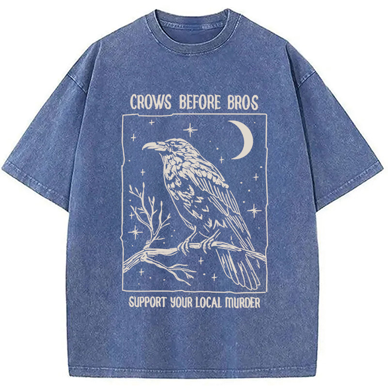 Modecanvas Funny Crows Before Bros Washed T-Shirt