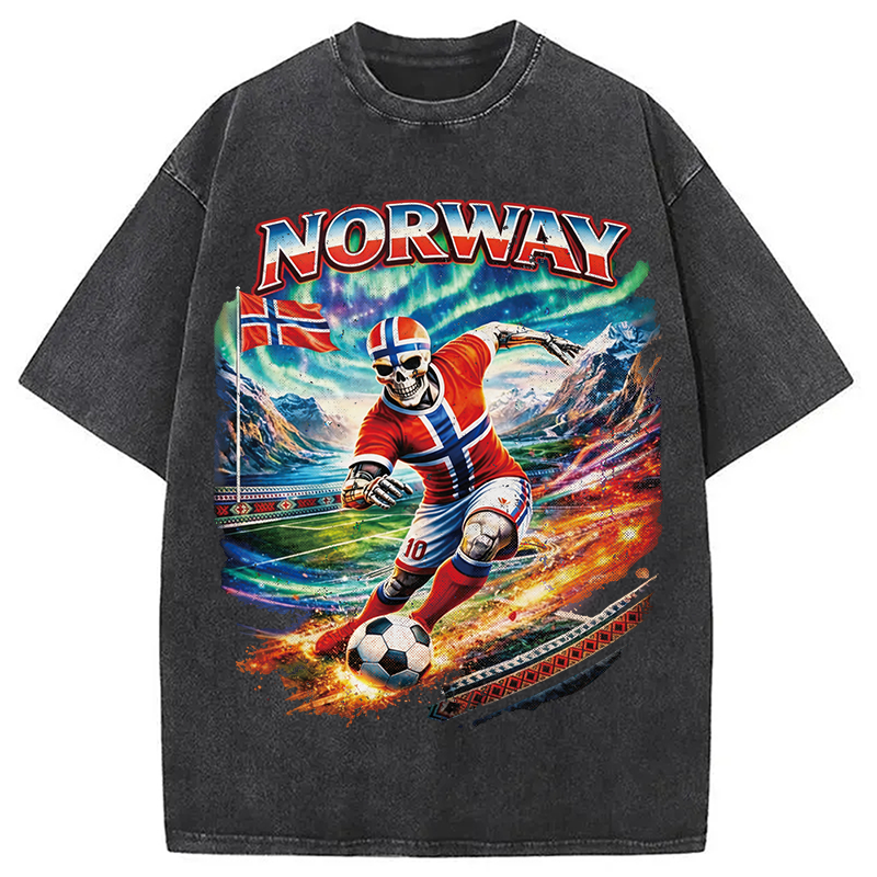Modecanvas Northern Lights Football DTG Printing Washed T-Shirt