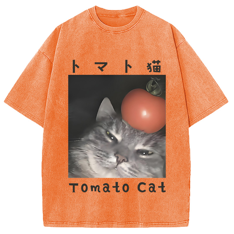 Modecanvas Tomato Cat Washed T-Shirt