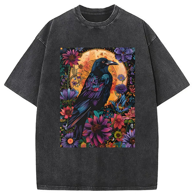 Modecanvas Mandala Crow Washed T-Shirt