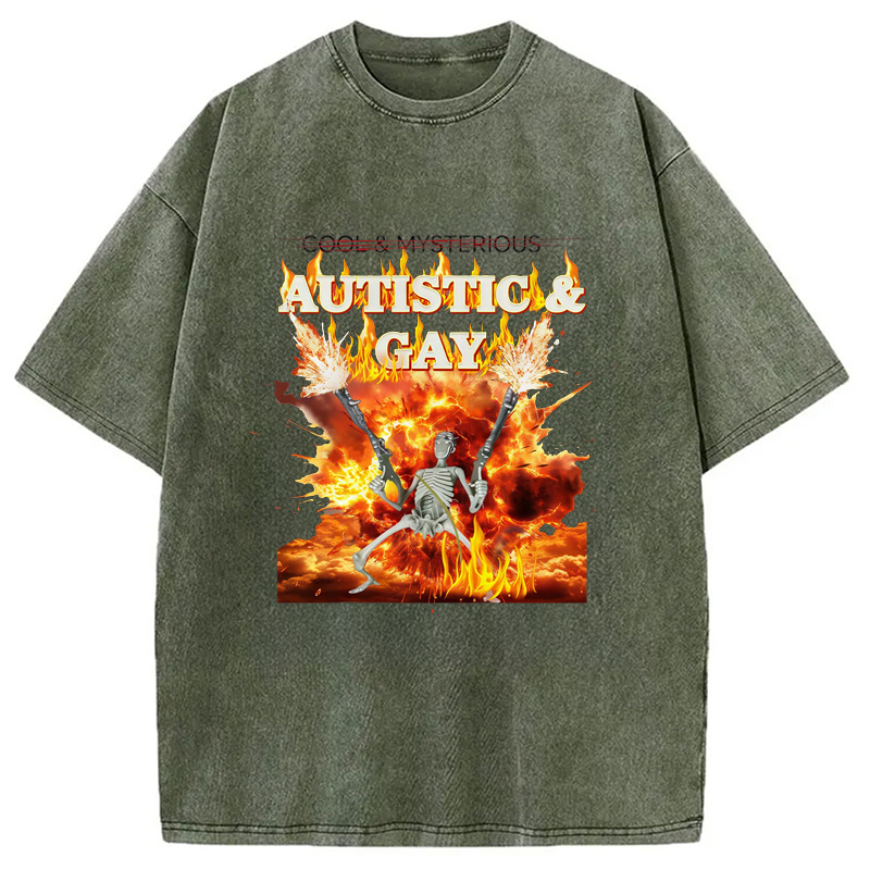 Modecanvas Autistic Gay Skeleton Washed T-Shirt