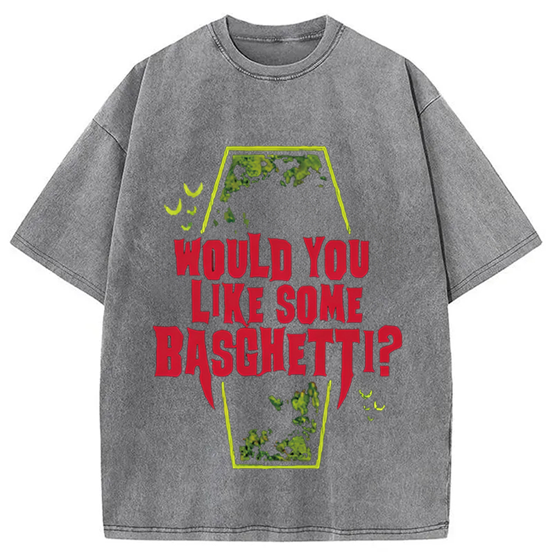 Modecanvas Would You Like Some Basghetti DTG Printing Washed T-Shirt