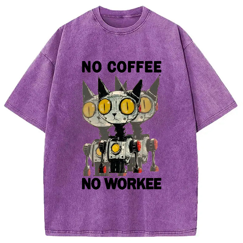 Modecanvas No Coffee No Workee Washed T-Shirt