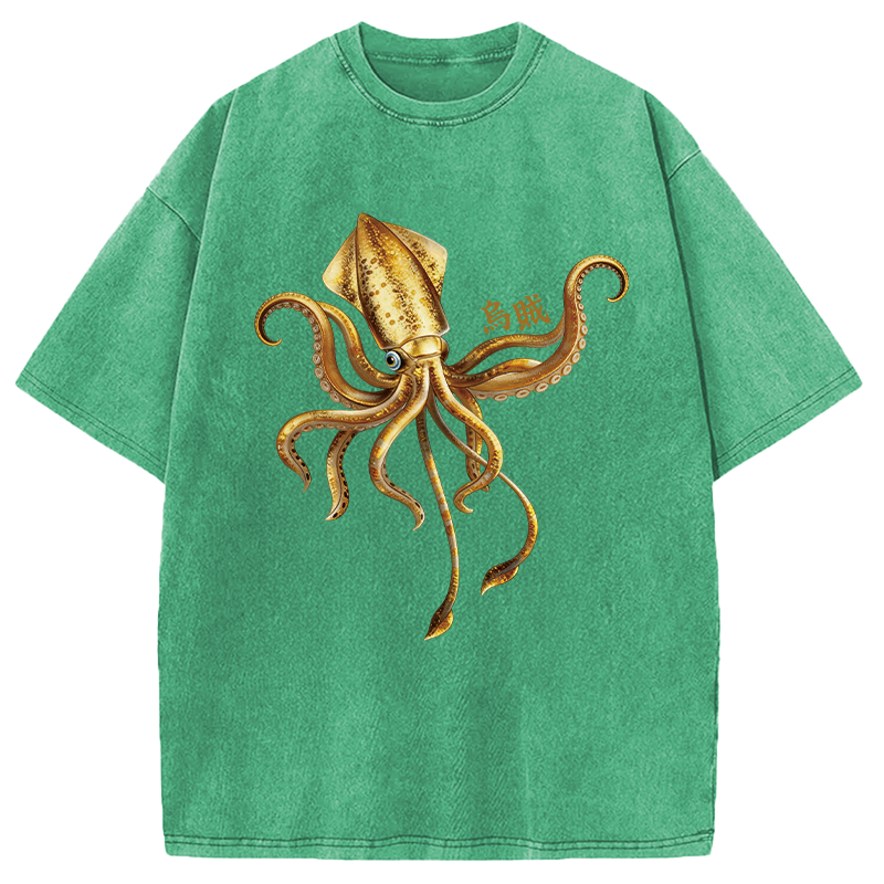 Modecanvas Squid Ink Painting DTG Printing Washed T-Shirt