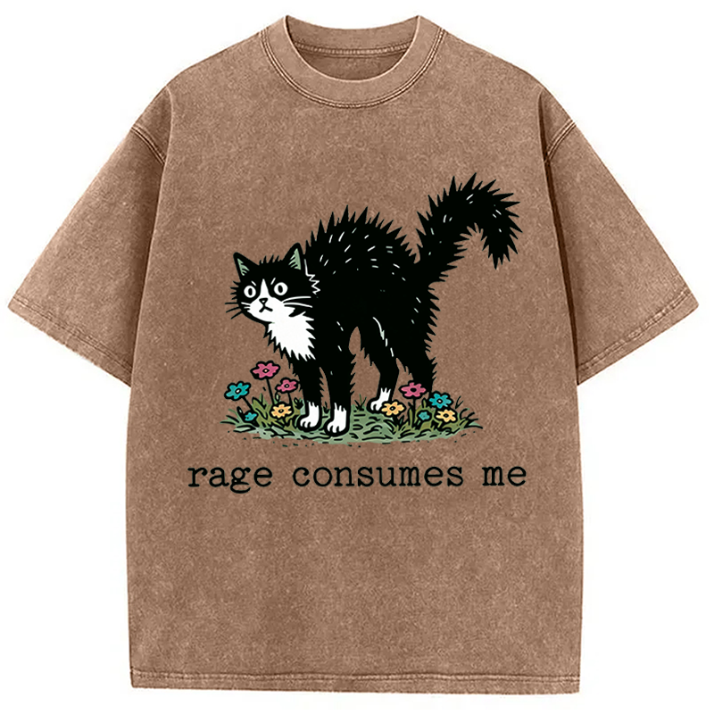 Modecanvas Angry Tuxedo Cat DTG Printing Washed T-Shirt