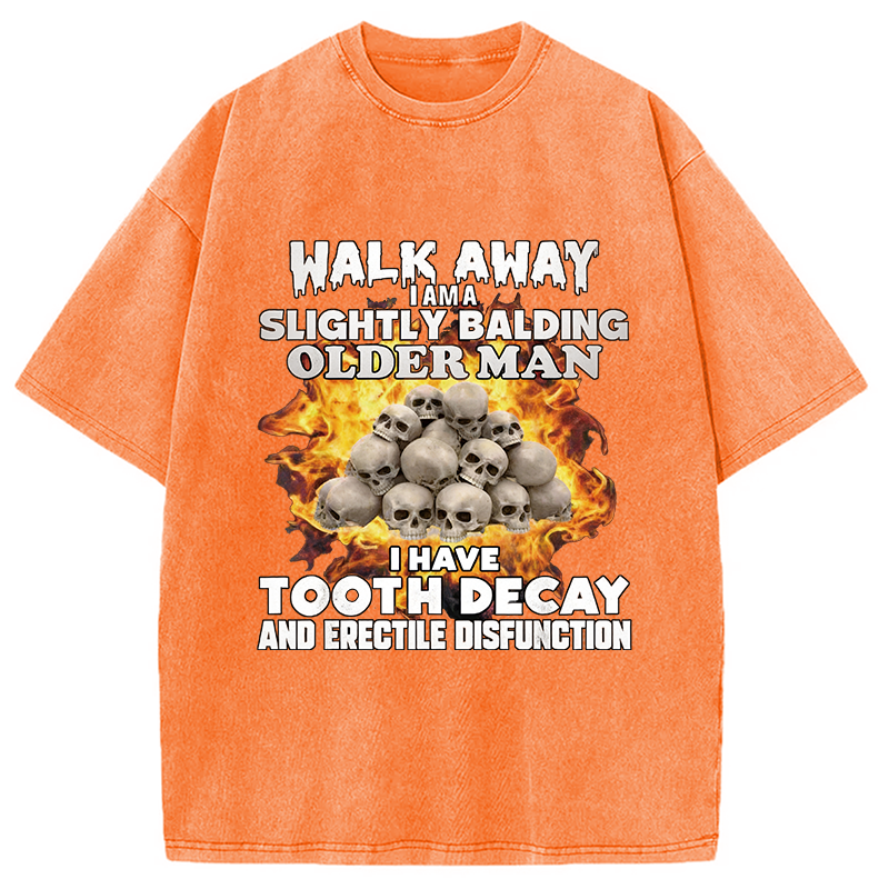 Modecanvas Walk Away Funny Skeleton Meme DTG Printing Washed T-Shirt-modecanvas