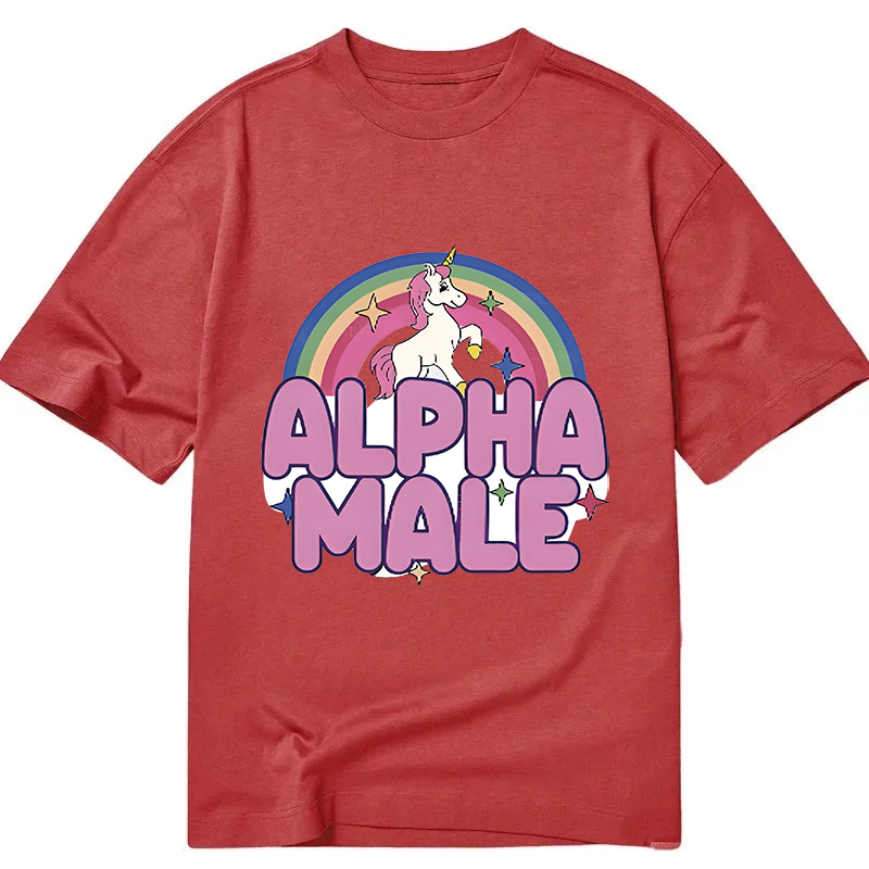 Modecanvas Rainbow Unicorn Alpha Male DTG Printing Classic T-Shirt-modecanvas