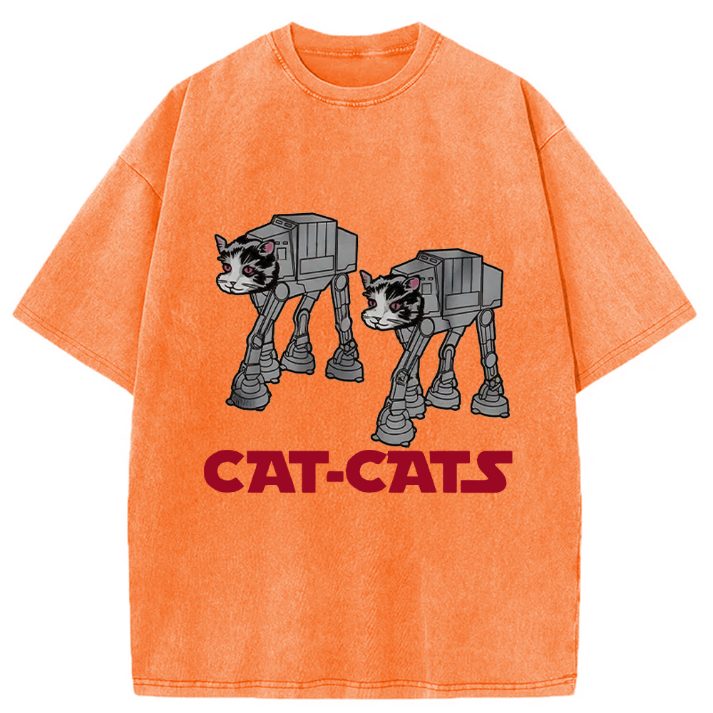 Modecanvas Walking Robot Cat Washed T-Shirt