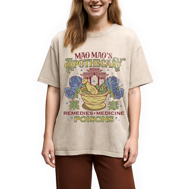 Modecanvas Apothecary Poisons DTG Printing Washed T-Shirt