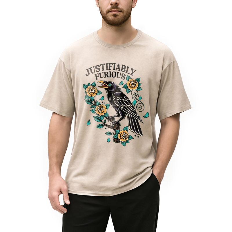 Modecanvas Justifiably Furious DTG Printing Washed T-Shirt