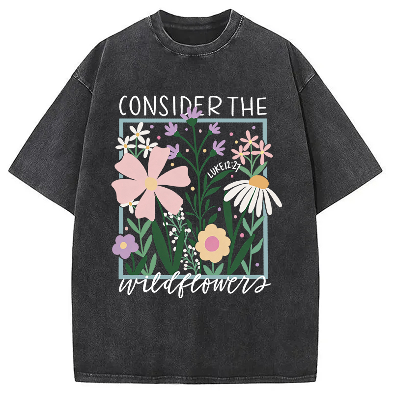 Modecanvas Consider the Wildflowers DTG Printing Washed T-Shirt