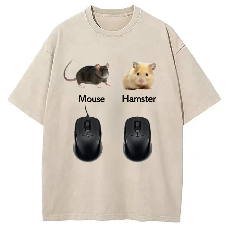 Modecanvas Mouse Hamster Meme Washed T-Shirt