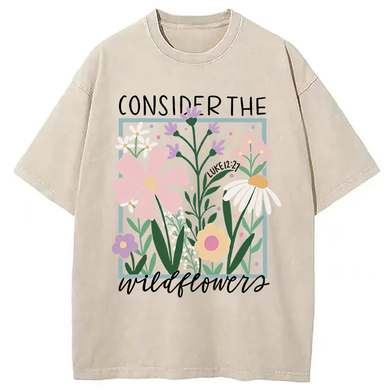 Modecanvas Consider the Wildflowers DTG Printing Washed T-Shirt