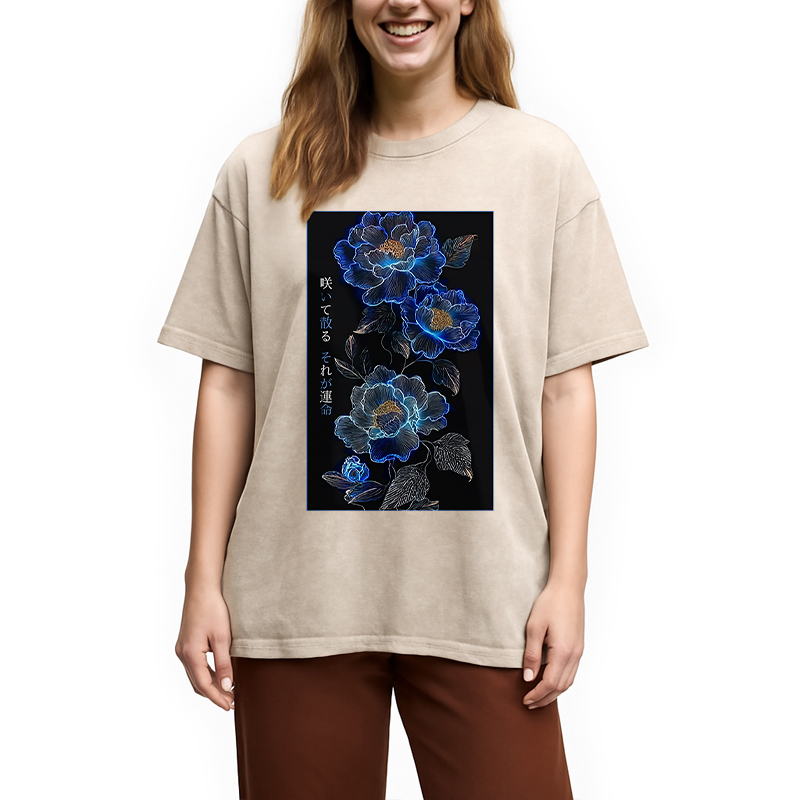 Modecanvas The Sea Of Flowers In The Darkness Washed T-Shirt