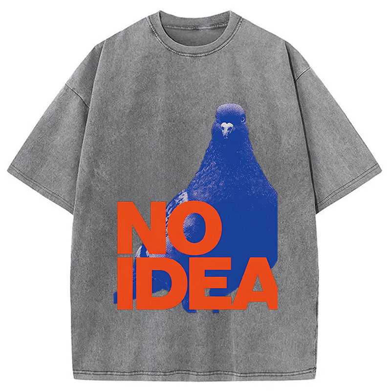 Modecanvas Funny Bird Pigeon Have No Idea DTG Printing Washed T-Shirt