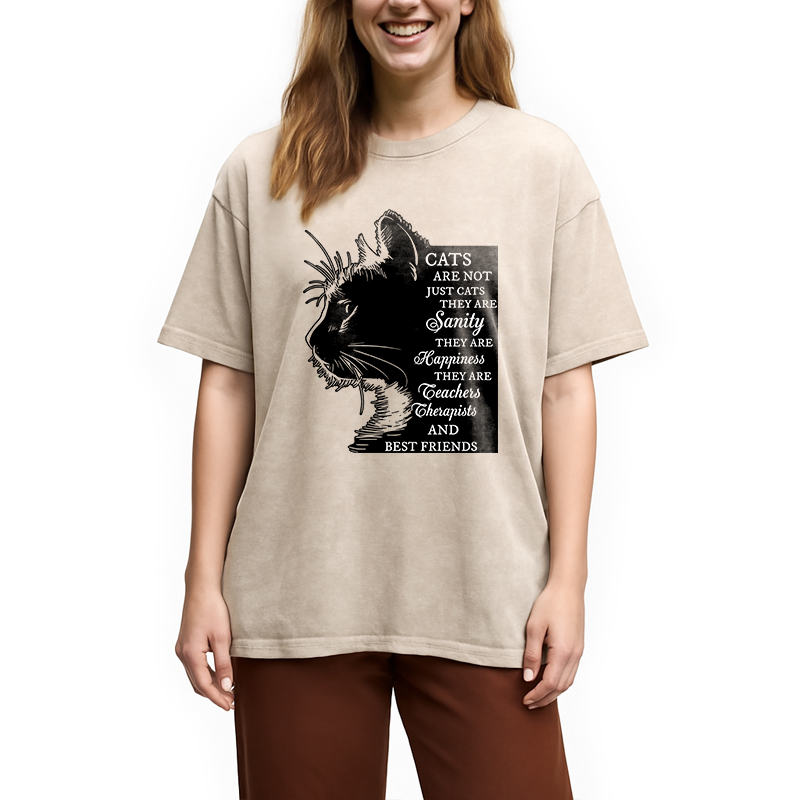 Modecanvas Cat Best Friend DTG Printing Washed T-Shirt