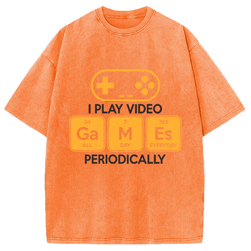 Modecanvas Play Video Games Periodically Funny Science Humor DTG Printing Washed T-Shirt