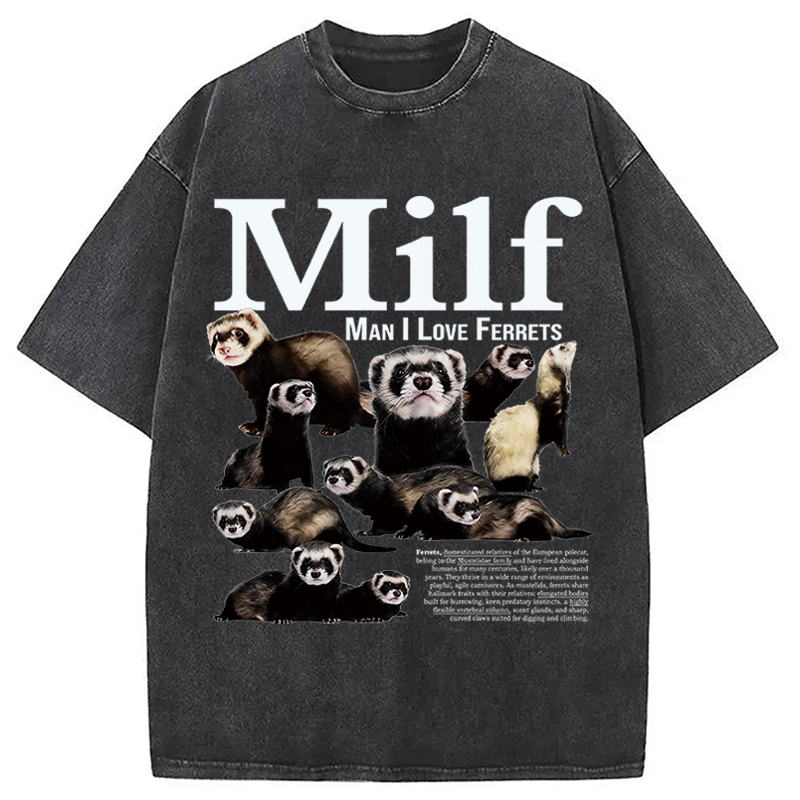 Modecanvas Man I Love Ferrets DTG Printing Washed T-Shirt