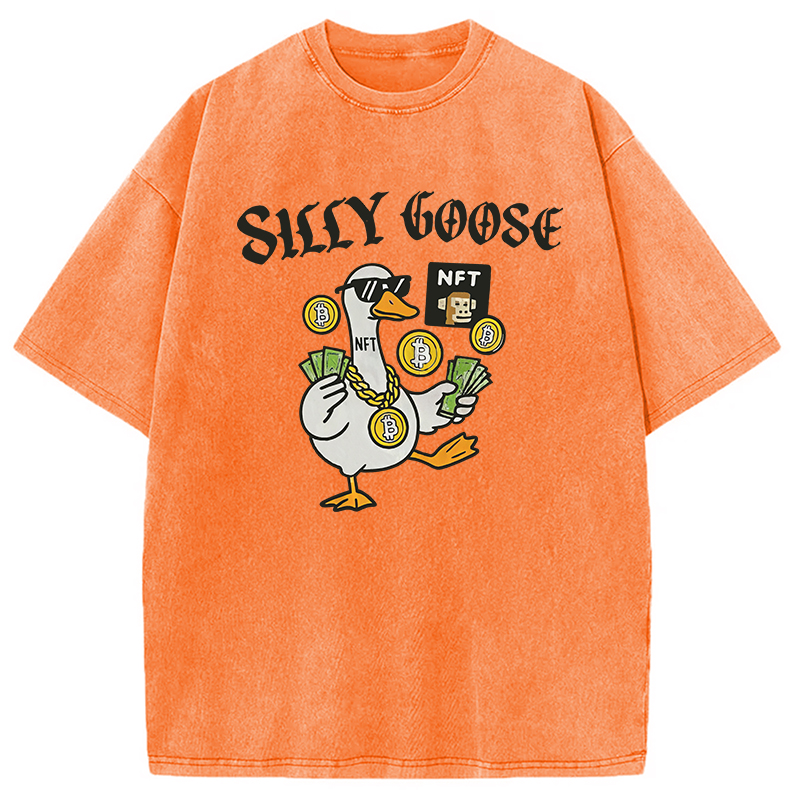 Modecanvas Silly Goose Crypto Bro NFT DTG Printing Washed T-Shirt