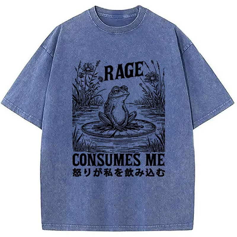 Modecanvas Angry Frog Washed T-Shirt-modecanvas