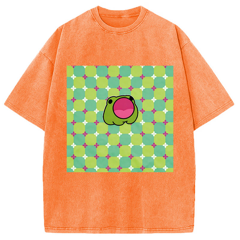 Modecanvas 3D Dizziness Frog DTG Printing Washed T-Shirt