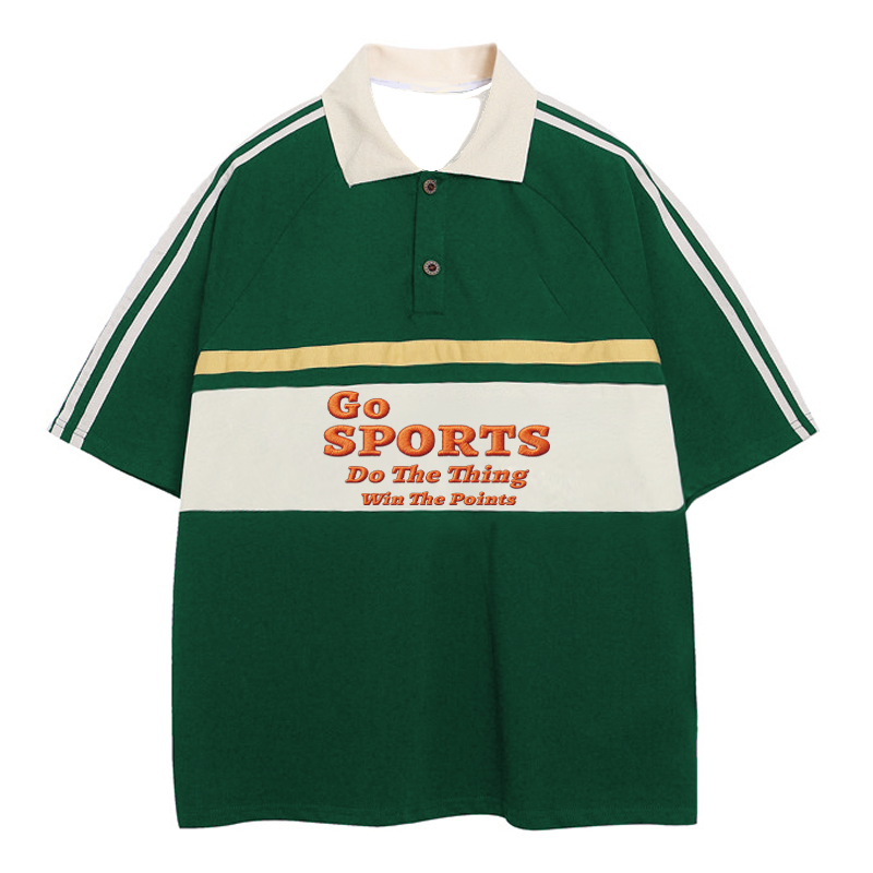 Modecanvas Go Sports Do Thing Win The Points Polo Embroidered T-Shirt