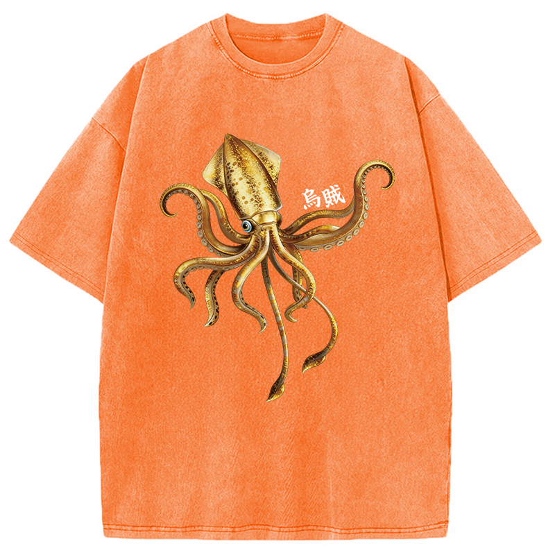 Modecanvas Squid Ink Painting DTG Printing Washed T-Shirt