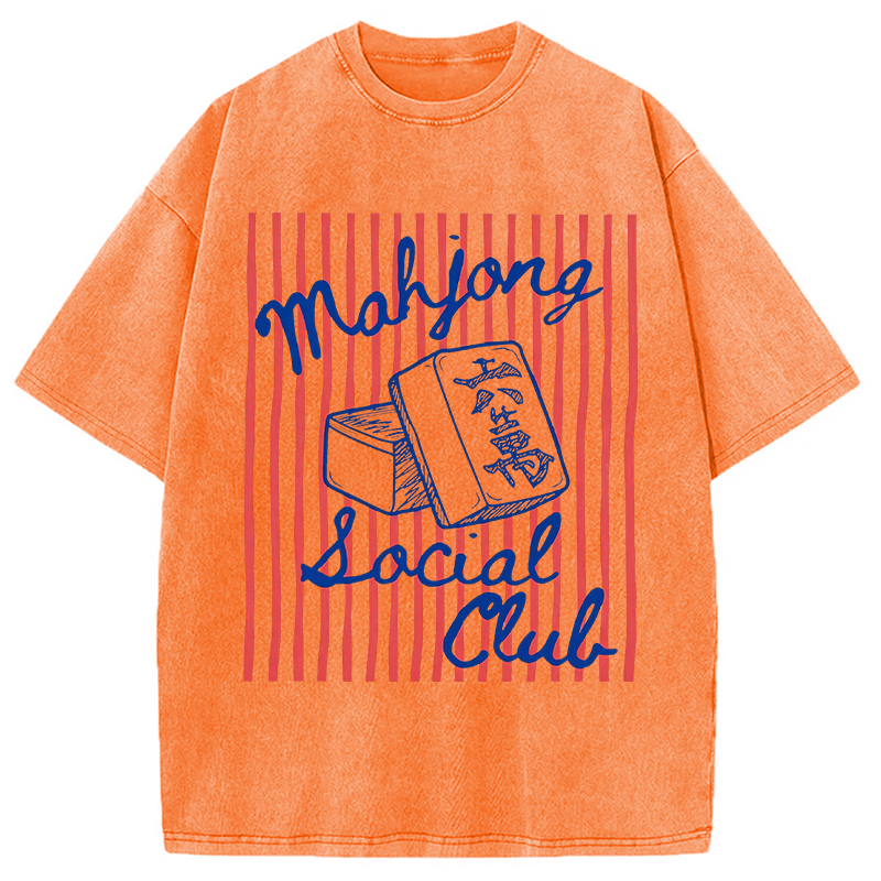 Modecanvas Mahjong Social Club DTG Printing Washed T-Shirt