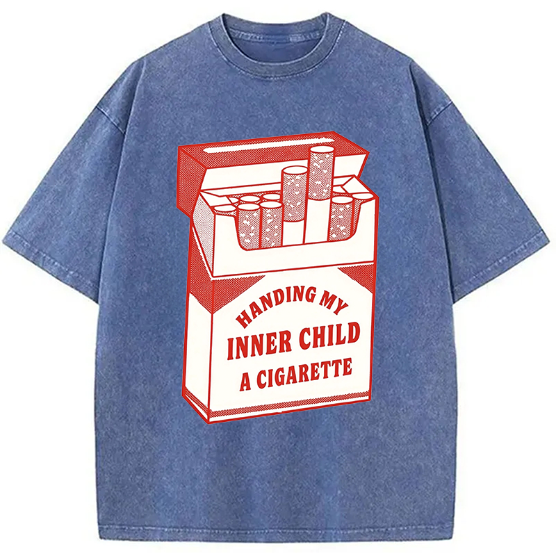 Modecanvas Inner Child Cigarette DTG Printing Washed T-Shirt
