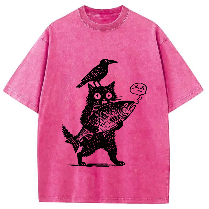Modecanvas Black Animals Washed T-Shirt