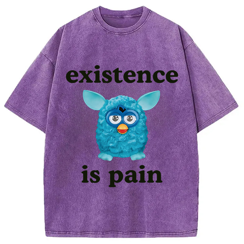 Modecanvas Existence Is Pain DTG Printing Washed T-Shirt
