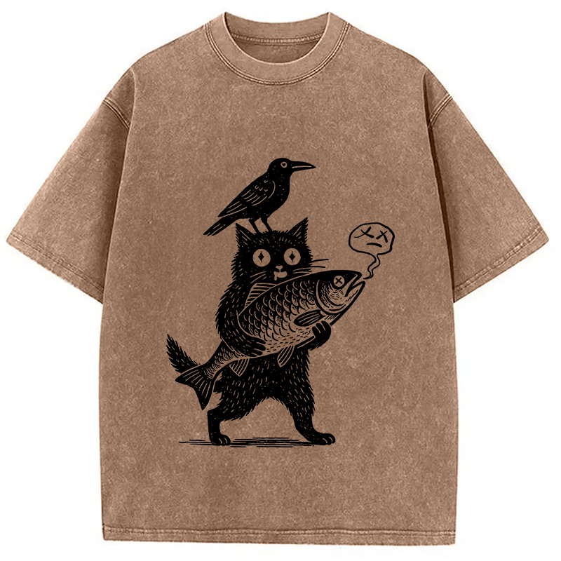 Modecanvas Black Animals Washed T-Shirt