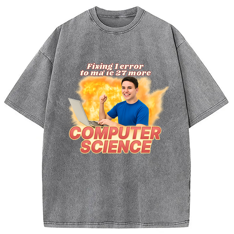 Modecanvas Computer Science Error Meme Washed T-Shirt
