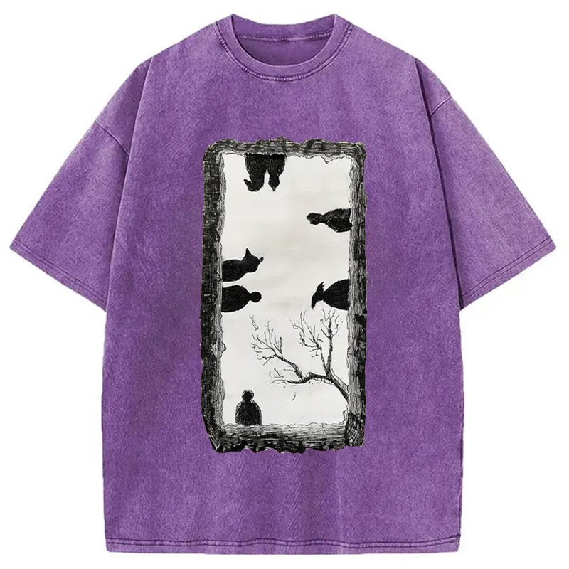 Modecanvas Cats Watching You Washed T-Shirt