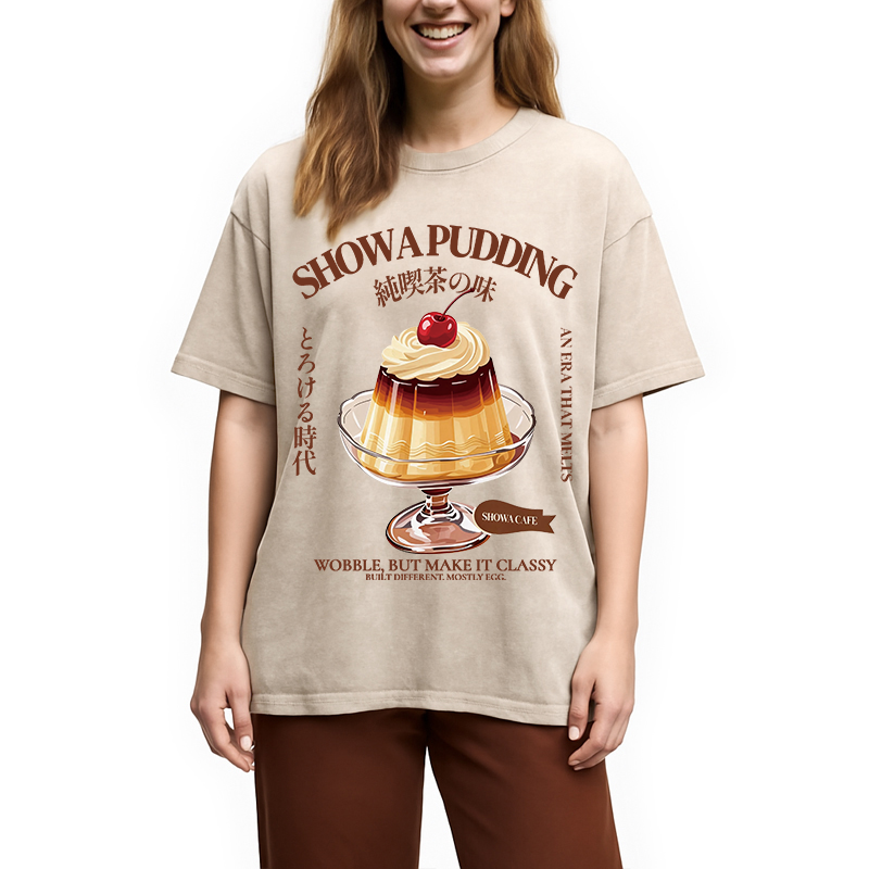 Modecanvas Japanese Pudding DTG Printing Washed T-Shirt-modecanvas