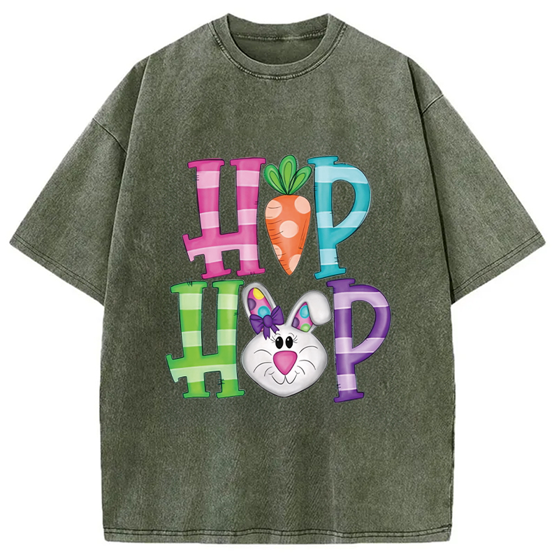 Modecanvas Hip Hop Easter Bunny DTG Printing Washed T-Shirt