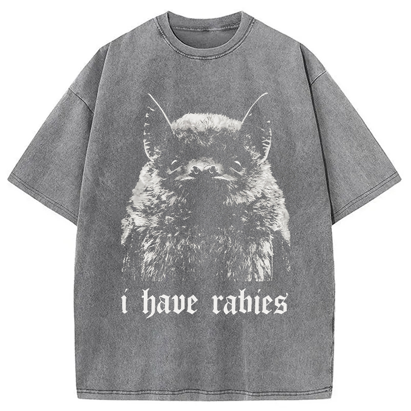 Modecanvas I Have Rabies DTG Printing Washed T-Shirt