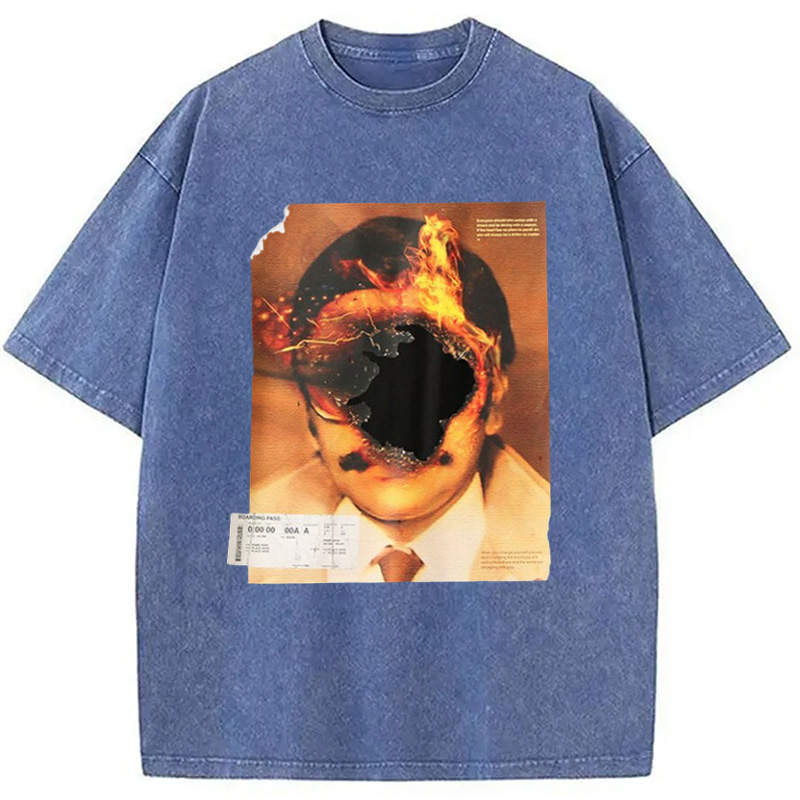 Modecanvas Hiphop Abstract Art Washed T-Shirt