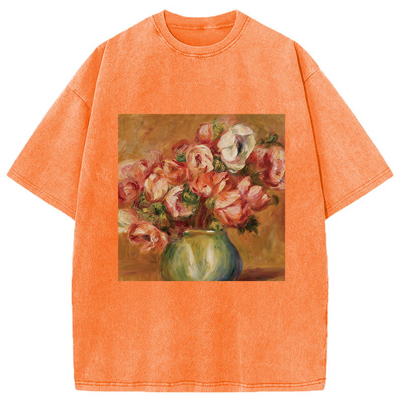 Modecanvas Vintage Flowers DTG Printing Washed T-Shirt