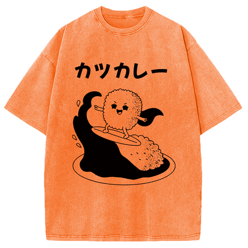 Modecanvas Surfer Sushi DTG Printing Washed T-Shirt