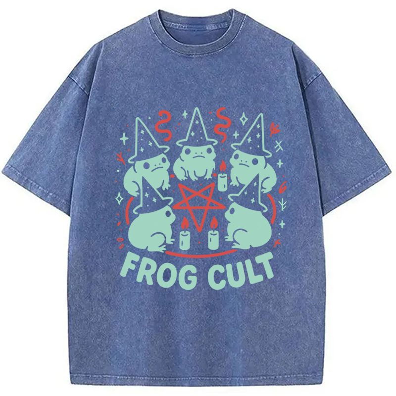 Modecanvas Frog Cult Meme DTG Printing Washed T-Shirt