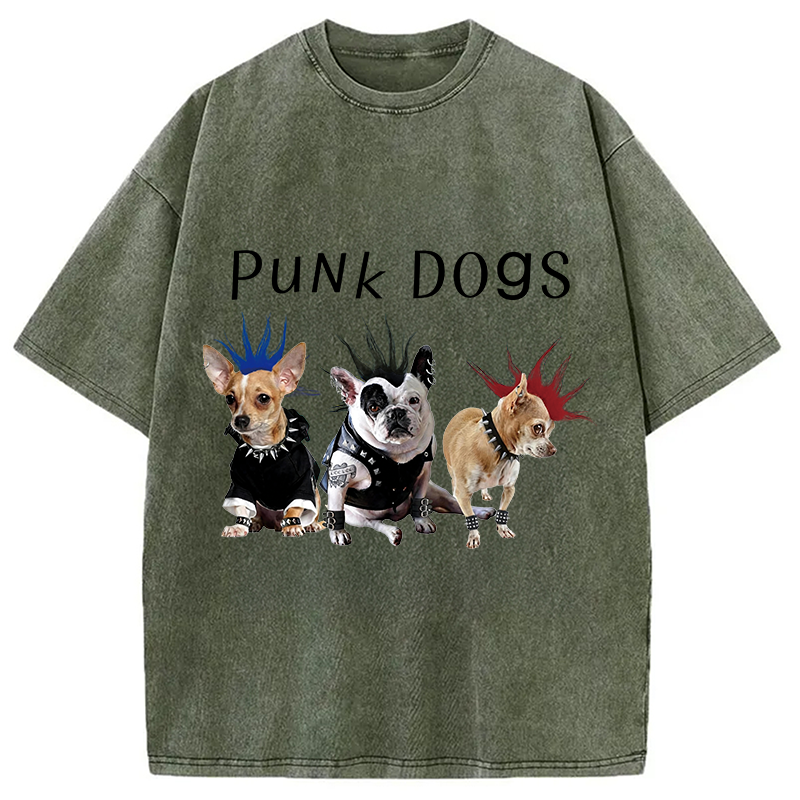 Modecanvas Punk Dogs DTG Printing Washed T-Shirt