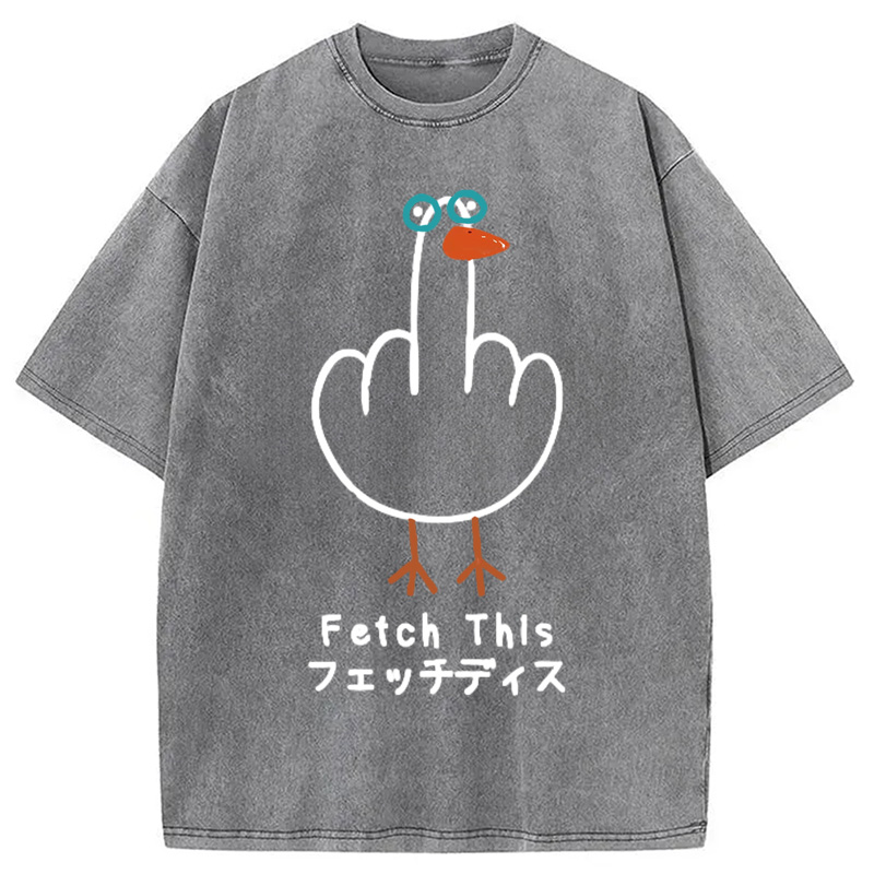 Modecanvas Funny Middle Finger Goose Washed T-Shirt-modecanvas