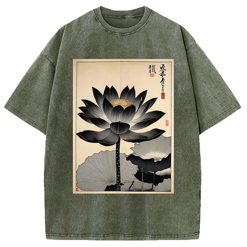 Modecanvas Japanese Black Lotus Washed T-Shirt