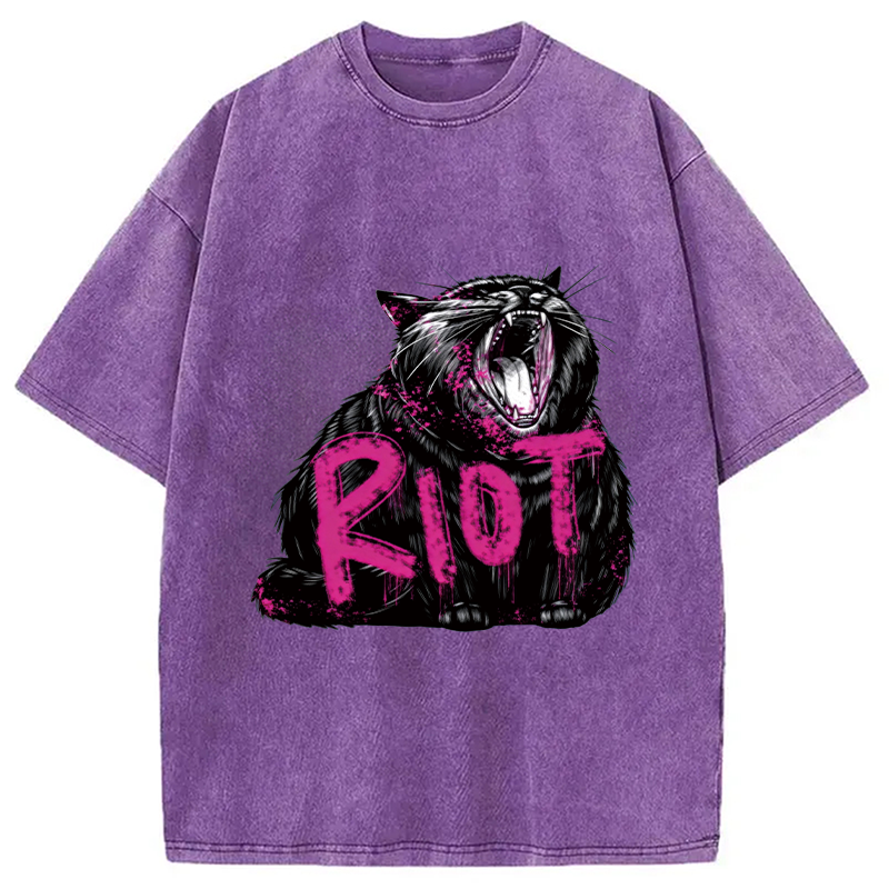 Modecanvas Riot Cat DTG Printing Washed T-Shirt