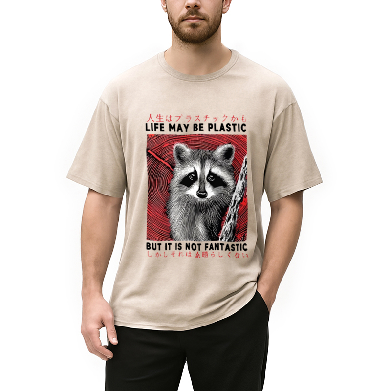 Modecanvas Raccoon Vintage Japanese Washed T-Shirt